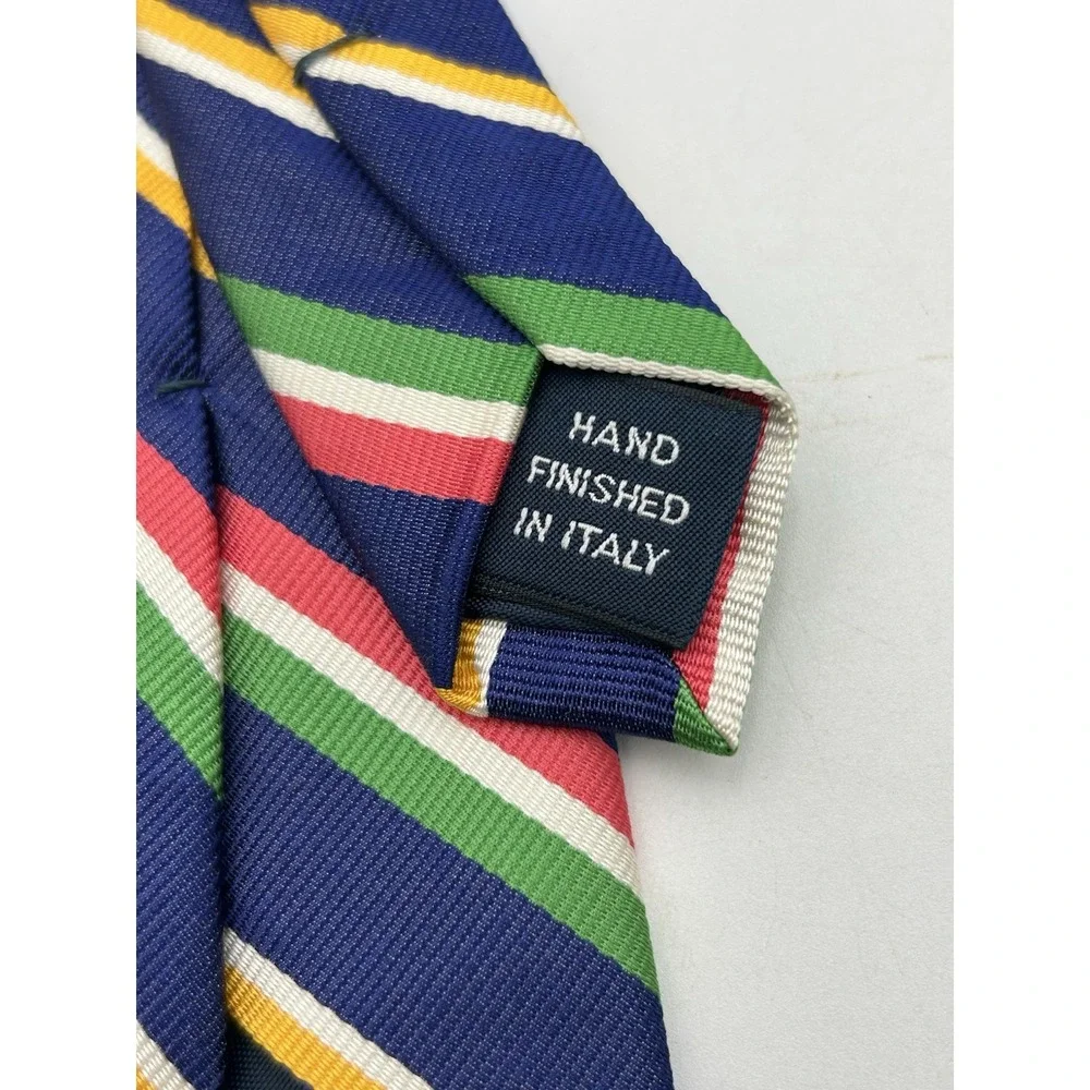Vtg Polo Ralph Lauren Boys Silk Mulitcolor Striped Hand Finished in Italy 3x43
